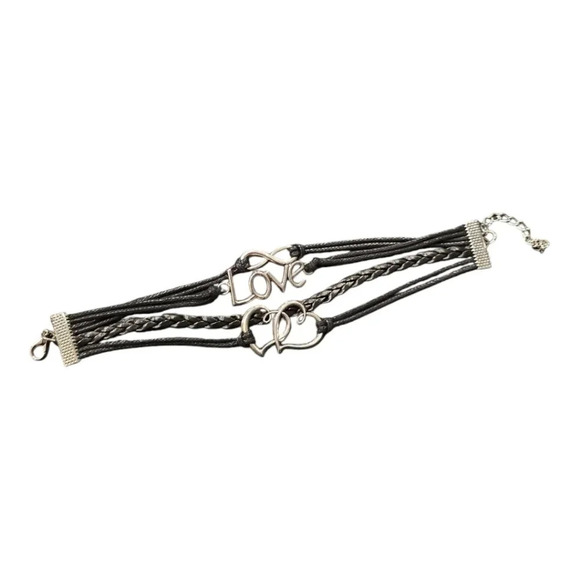 Infinity Love Hearts Faux Leather Multi-layered Bracelet - Picture 2 of 3